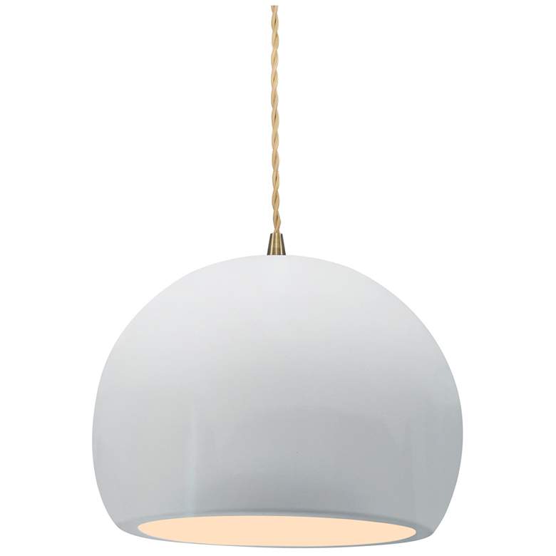 Image 1 Radiance 7"W Small Globe Antique Brass Beige Cord Pendant w/ White Sha
