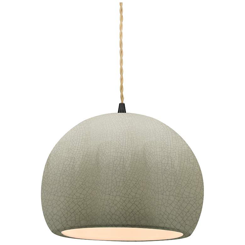 Image 1 Radiance 7"W Small Globe Black Beige Cord Pendant w/ Celadon Crackle S