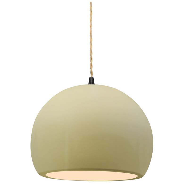 Image 1 Radiance 7"W Small Globe Black Beige Cord Pendant w/ Vanilla Gloss Sha