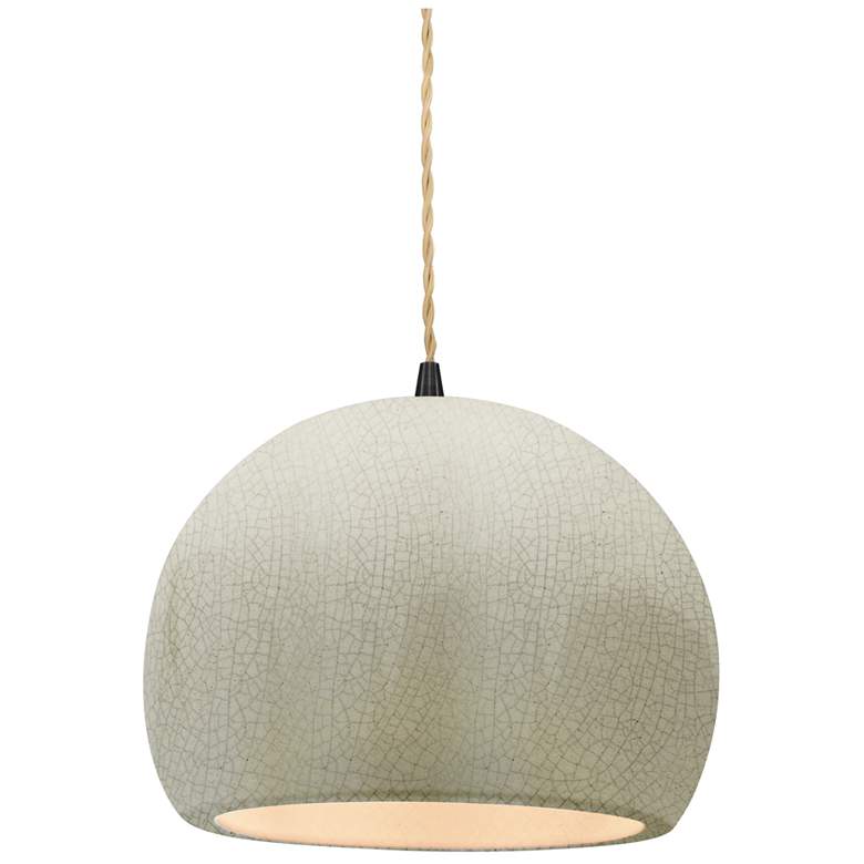 Image 1 Radiance 7"W Small Globe Black Beige Cord Pendant w/ White Crackle Sha