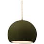 1_Radiance 7"W Small Globe Brass Beige Cord Pendant w/ Matte Green Shade