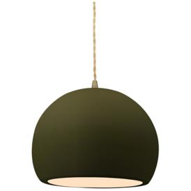 Radiance 7"W Small Globe Brass Beige Cord Pendant w/ Matte Green Shade Radiance 7"W Small Globe Brass Beige Cord Pendant w/ Matte Green Shade