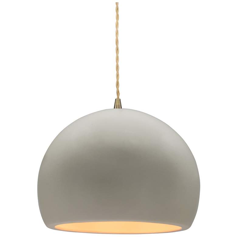 Image 1 Radiance 7"W Small Globe Brass Beige Cord Pendant w/ Matte White Shade