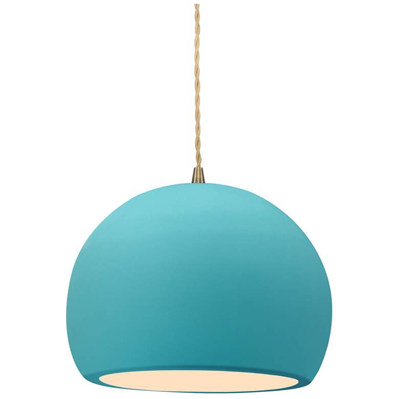 Image 1 Radiance 7"W Small Globe Brass Beige Cord Pendant w/ Reflecting Pool S