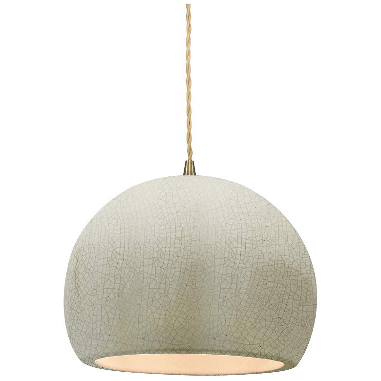 Image 1 Radiance 7"W Small Globe Brass Beige Cord Pendant w/ White Crackle Sha