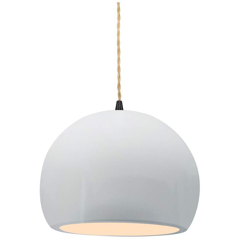 Image 1 Radiance 7"W Small Globe Matte Black Beige Cord Pendant w/ White Shade