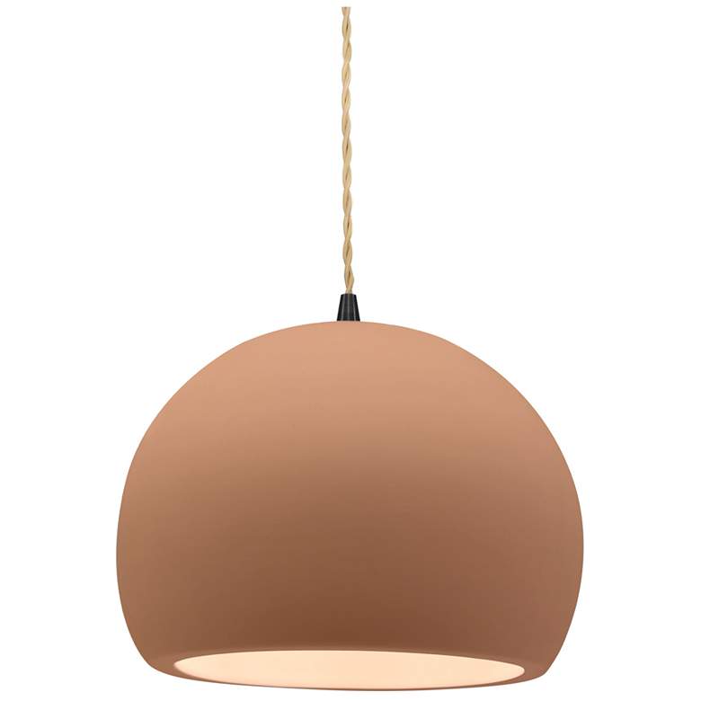Image 1 Radiance 7"W Small Globe Matte Black Beige Twisted Pendant w/ Adobe Sh