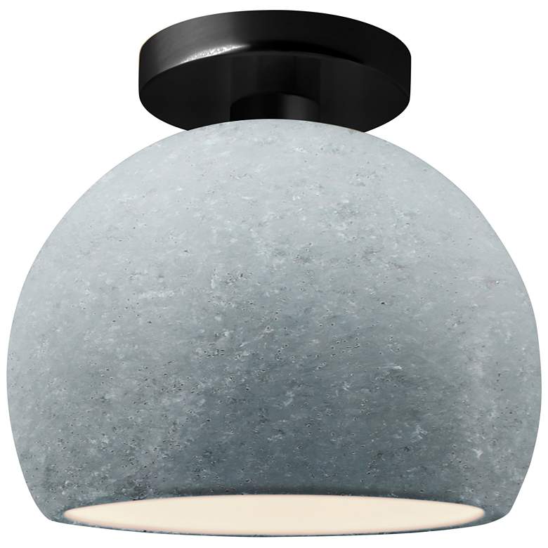 Image 1 Radiance 7"W Small Globe Matte Black Metal LED Semi.Flush w/ Concrete