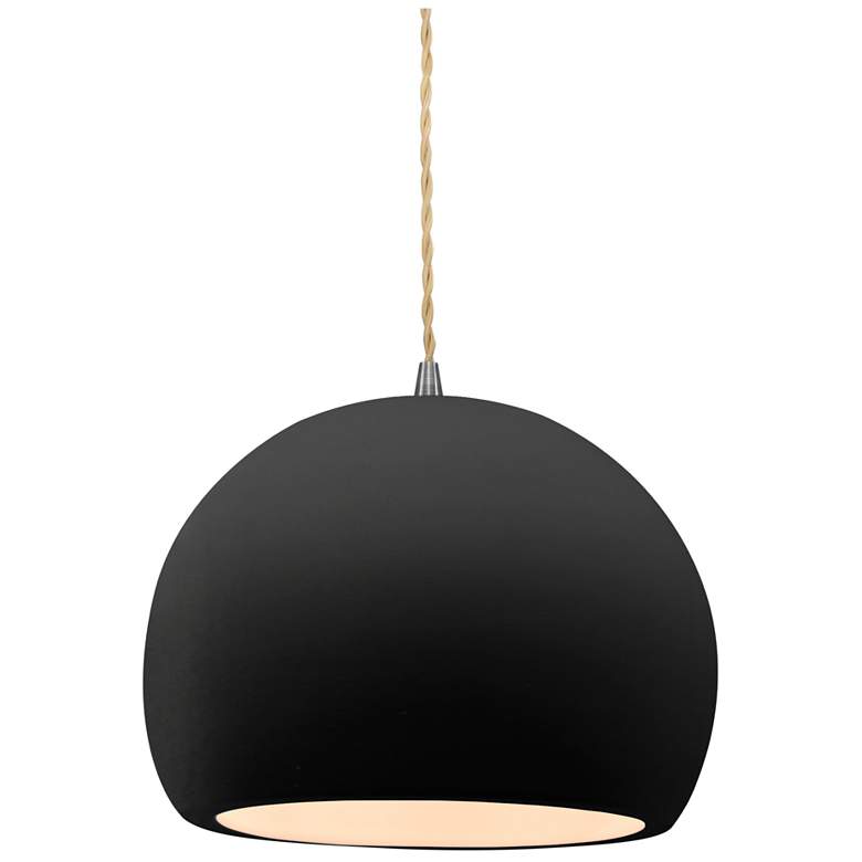 Image 1 Radiance 7"W Small Globe Nickel Beige Cord Pendant w/ Carbon Black Sha