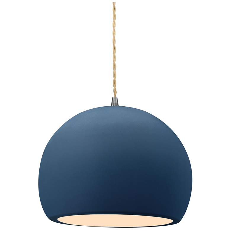 Image 1 Radiance 7"W Small Globe Nickel Beige Cord Pendant w/ Midnight Sky Sha