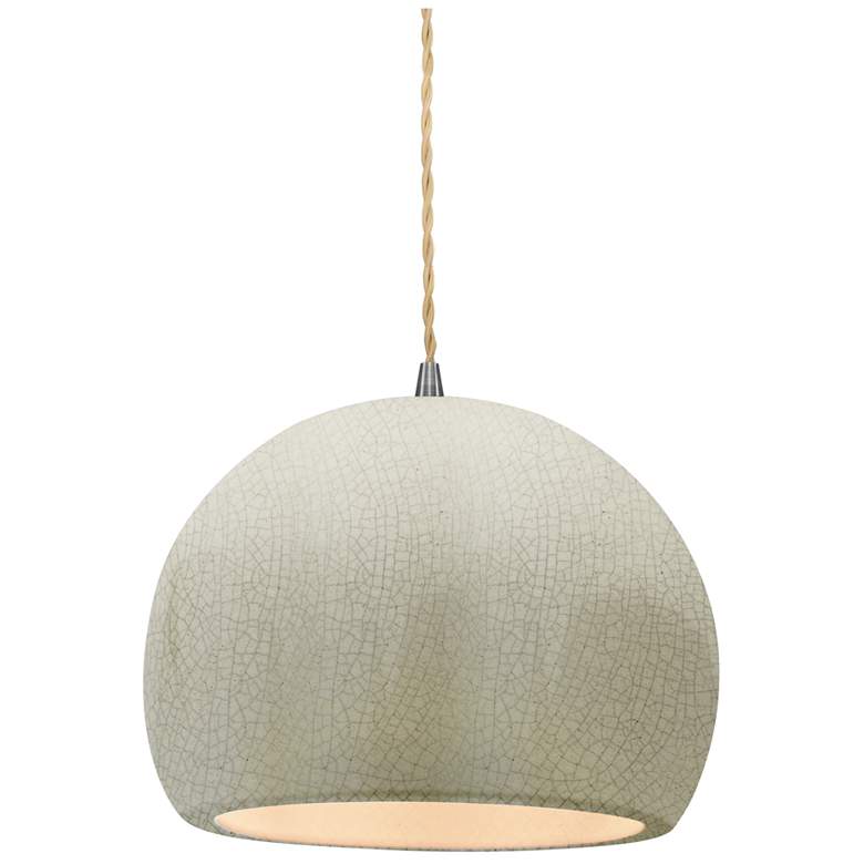 Image 1 Radiance 7"W Small Globe Nickel Beige Cord Pendant w/ White Crackle Sh