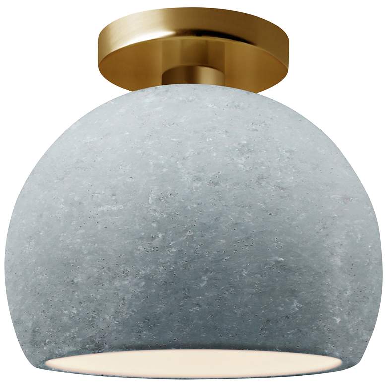 Image 1 Radiance 7"W Small Globe Polished Brass LED Semi.Flush w/ Concrete Sha