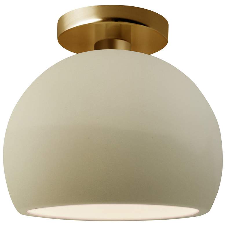 Image 1 Radiance 7"W Vanilla Gloss Frame Brushed Brass Small Globe LED Semi.Fl