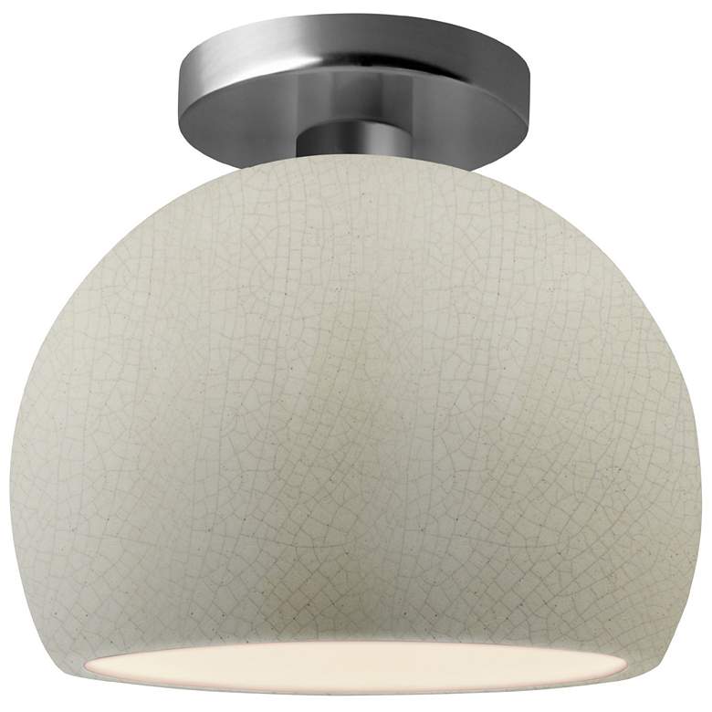 Image 1 Radiance 7"W White Crackle Frame Brushed Nickel Small Globe Semi.Flush