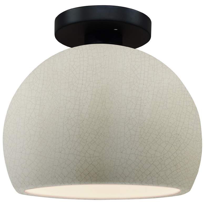 Image 1 Radiance 7"W White Crackle Frame Matte Black Small Globe LED Semi.Flus