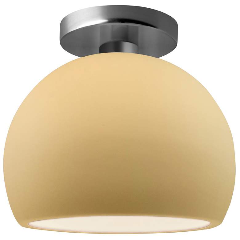 Image 1 Radiance 7"W Yellow Frame Brushed Nickel Metal Small Globe LED Semi.Fl