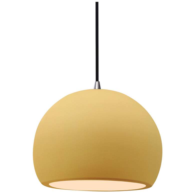 Image 1 Radiance 7"W Yellow Frame Brushed Nickel Small Globe Black Cord LED Pe