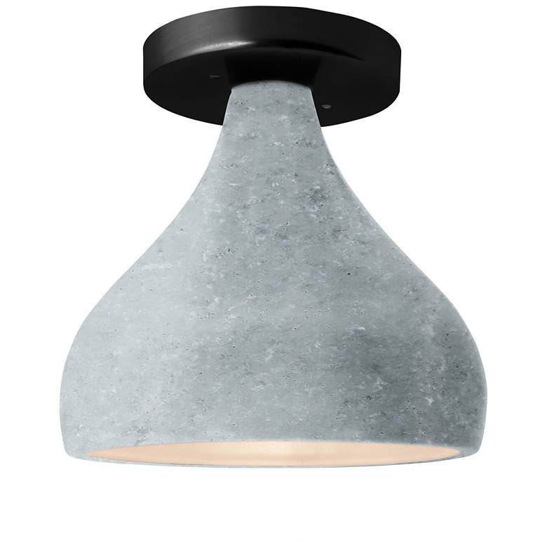 Image 1 Radiance 8.5"W Small Droplet Matte Black Metal Semi.Flush w/ Concrete