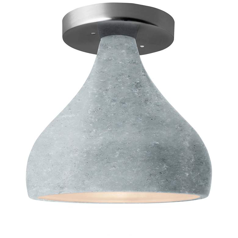 Image 1 Radiance 8.5"W Small Droplet Nickel LED Semi.Flush w/ Concrete Shade