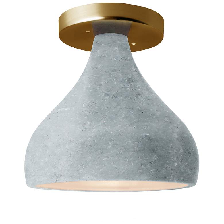Image 1 Radiance 8.5"W Small Droplet Polished Brass Semi.Flush w/ Concrete Sha