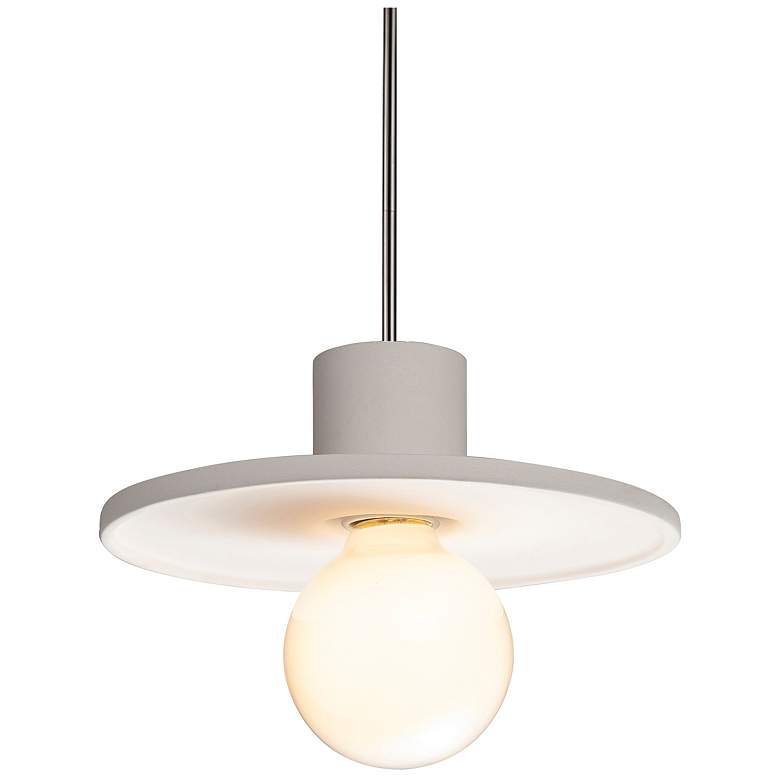 Image 1 Radiance 8" Wide Brushed Nickel Bisque Saucer Stemmed Pendant