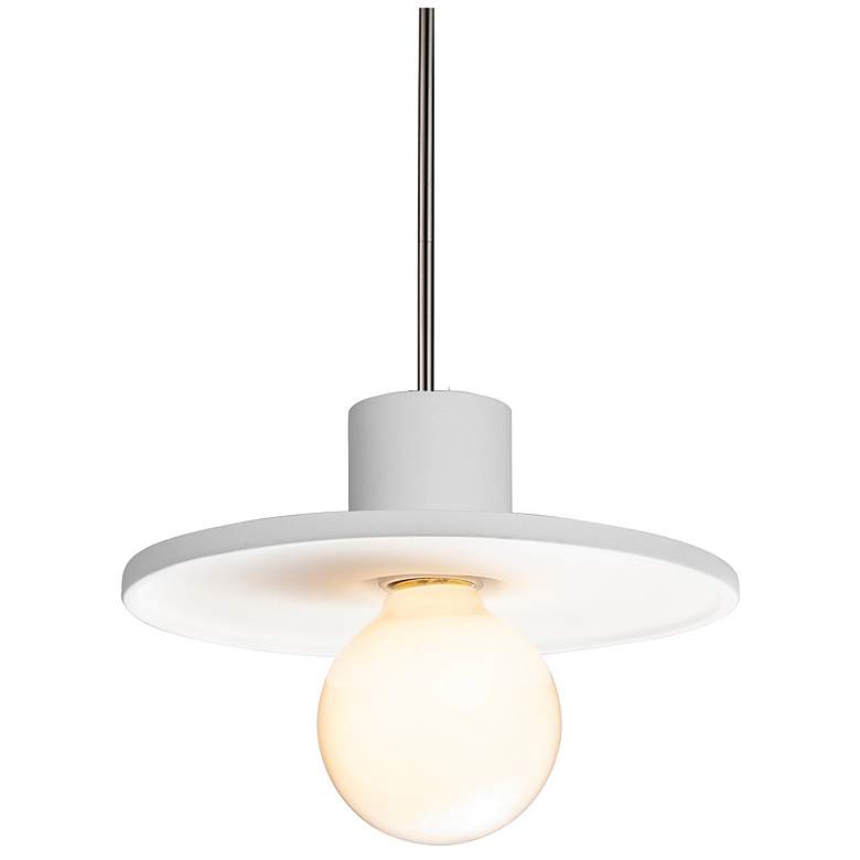 Image 1 Radiance 8" Wide Brushed Nickel Gloss White Saucer Stemmed Pendant