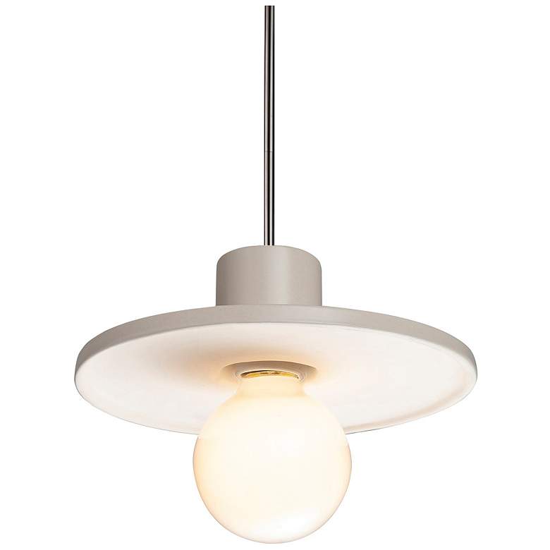Image 1 Radiance 8" Wide Brushed Nickel Matte White Saucer Stemmed Pendant
