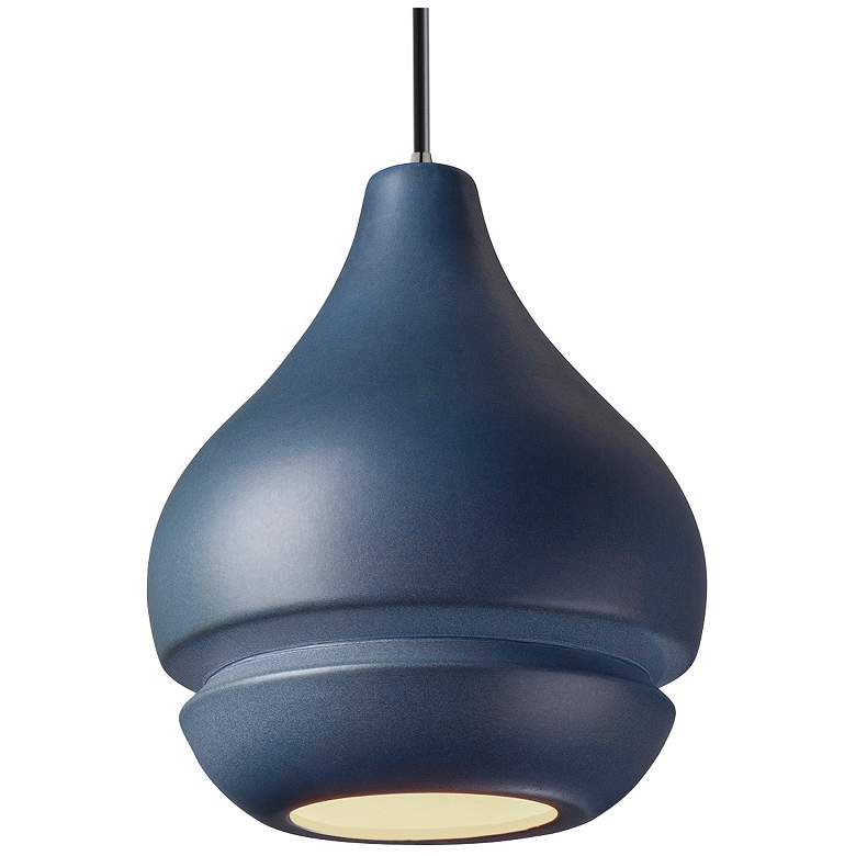 Image 1 Radiance 8" Wide Brushed Nickel Midnight Sky Arabesque Black Cord Pend