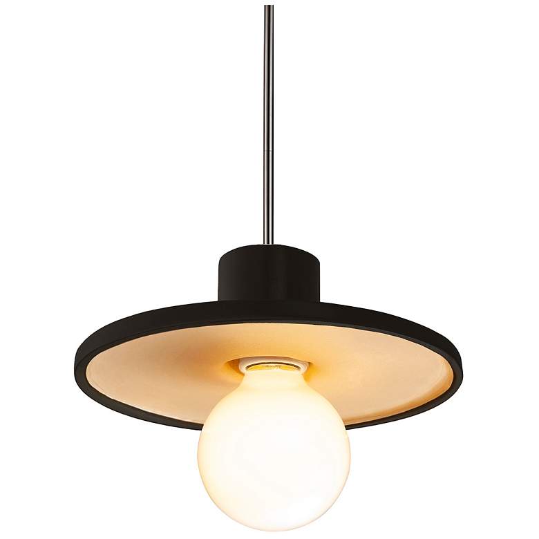 Image 1 Radiance 8" Wide Carbon Matte Black and Gold Saucer Stemmed Pendant
