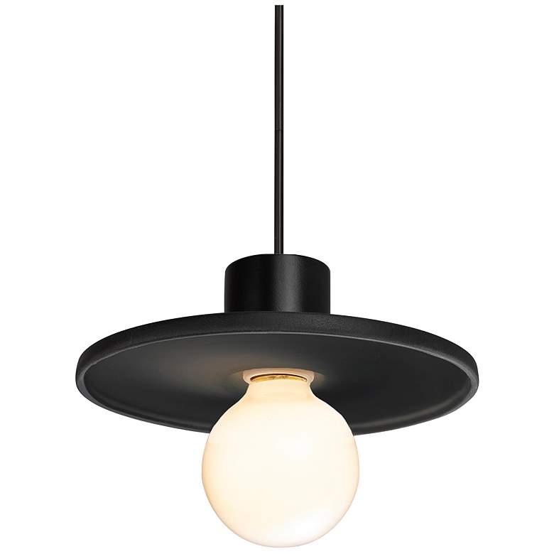 Image 1 Radiance 8 inch Wide Carbon Matte Black Saucer Stemmed Pendant