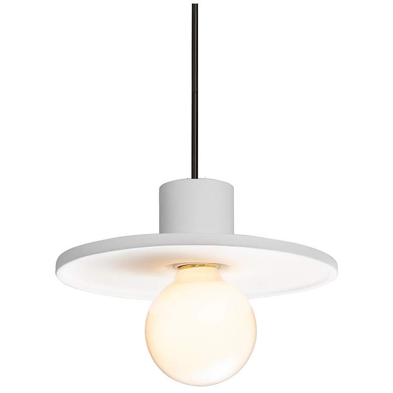 Image 1 Radiance 8" Wide Matte Black Gloss White Saucer Stemmed Pendant