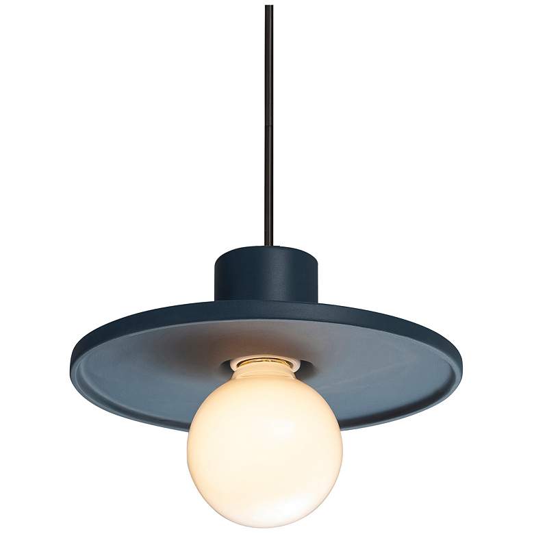 Image 1 Radiance 8" Wide Matte Black Midnight Sky Saucer Stemmed Pendant