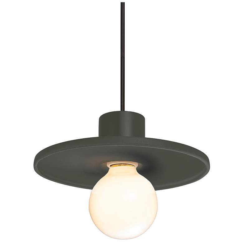 Image 1 Radiance 8" Wide Matte Black Pewter Green Saucer Stemmed Pendant