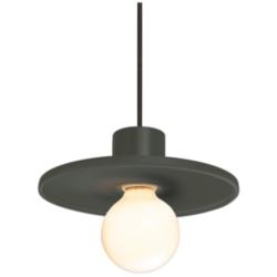 Radiance 8" Wide Matte Black Pewter Green Saucer Stemmed Pendant