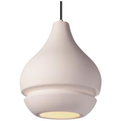 Radiance 8"W Bisque And Brass Black Cord Arabesque Pendant