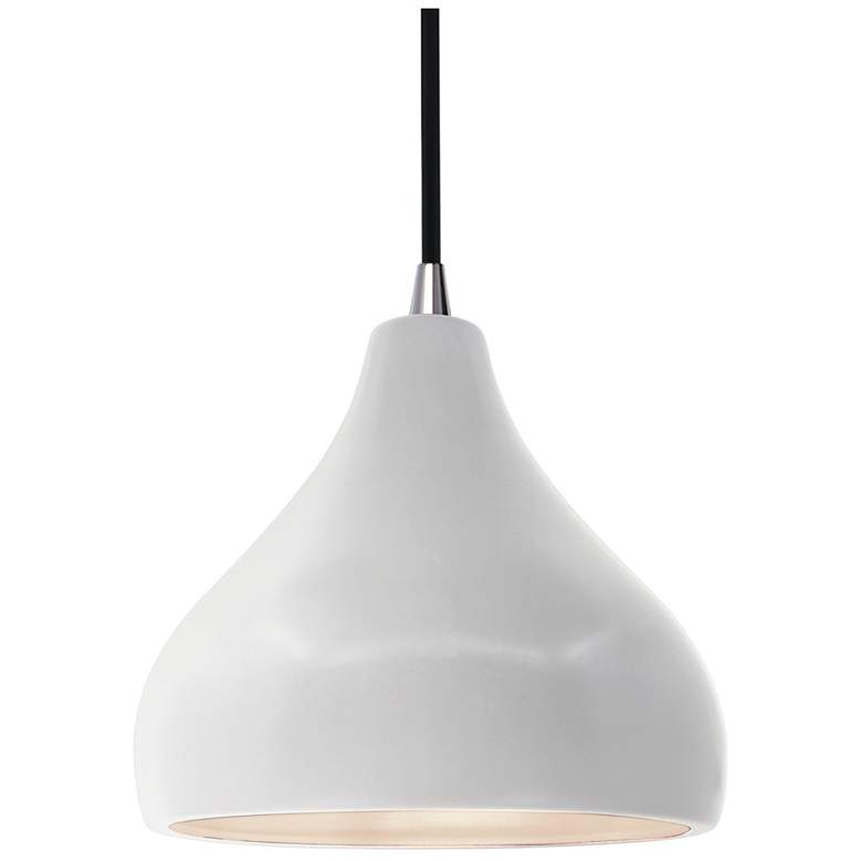 Image 1 Radiance 8"W Bisque Frame Brushed Nickel Small Droplet Black Cord Pend