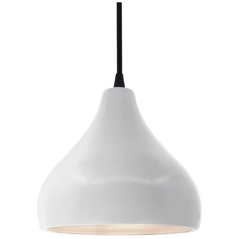 Image 1 Radiance 8"W Bisque Frame Matte Black Small Droplet Black Cord Pendant