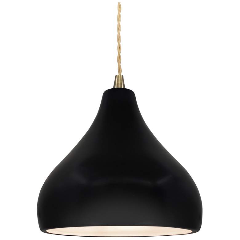 Image 1 Radiance 8"W Carbon Frame Antique Brass Small Droplet Beige Twisted Pe