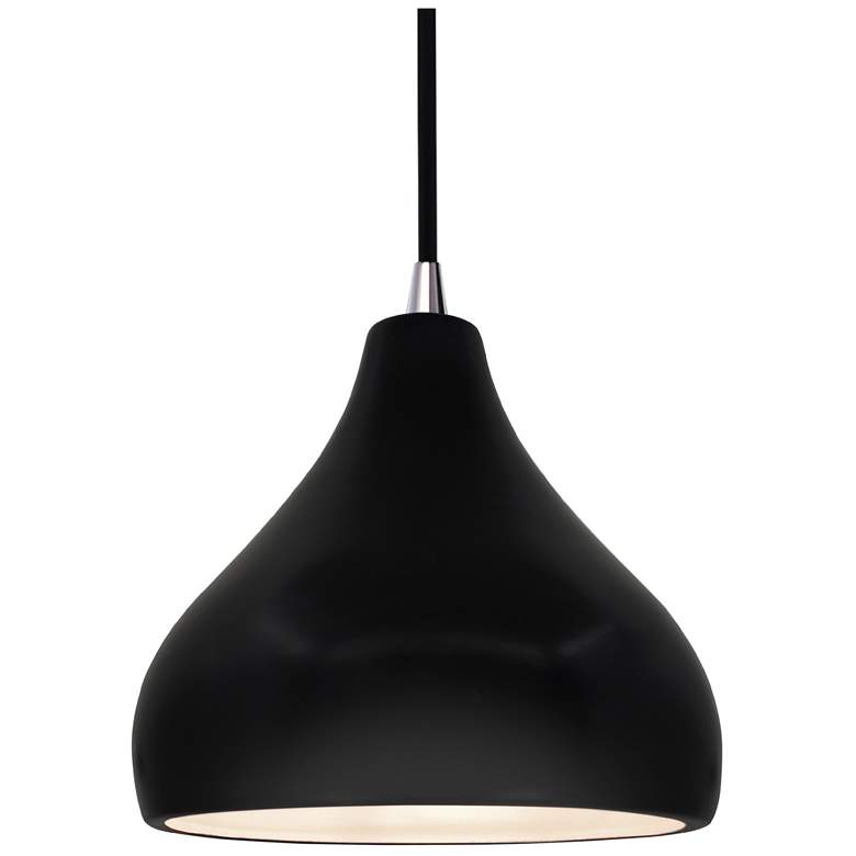 Image 1 Radiance 8"W Carbon Frame Brushed Nickel Small Droplet Black Cord Pend
