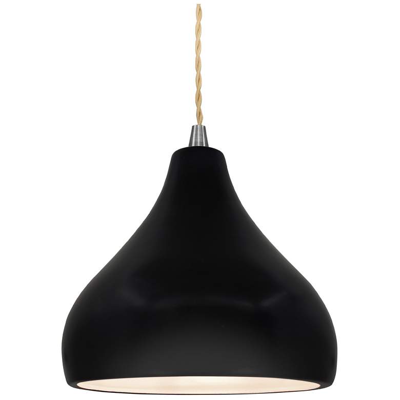 Image 1 Radiance 8"W Carbon Frame Nickel Small Droplet Beige Twisted LED Penda