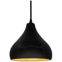 Radiance 8"W Carbon/Gold Frame Matte Black Small Droplet Black Cord Pe