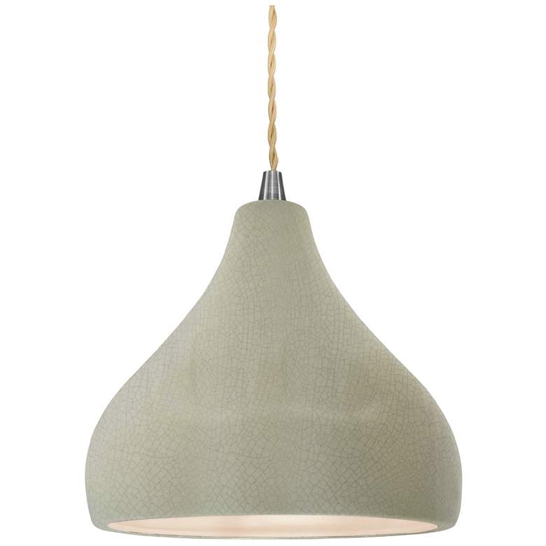 Image 1 Radiance 8"W Celadon Frame Nickel Small Droplet Beige Twisted LED Pend