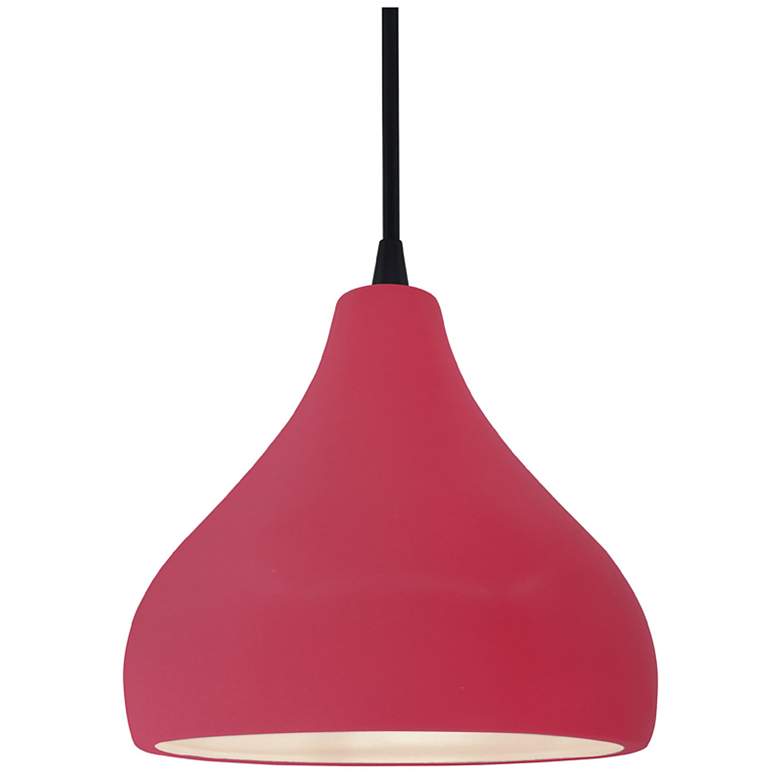Image 1 Radiance 8"W Cerise Frame Matte Black Small Droplet Black Cord Pendant