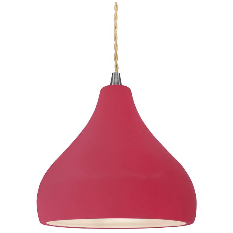 Image 1 Radiance 8"W Cerise Frame Nickel Small Droplet Beige Twisted LED Penda