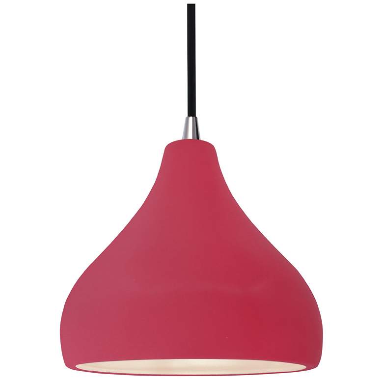 Image 1 Radiance 8"W Cerise Frame Nickel Small Droplet Black Cord LED Pendant