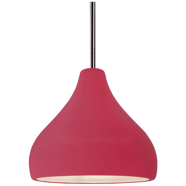 Image 1 Radiance 8"W Cerise Frame Nickel Small Droplet Rigid Stem Kit LED Pend