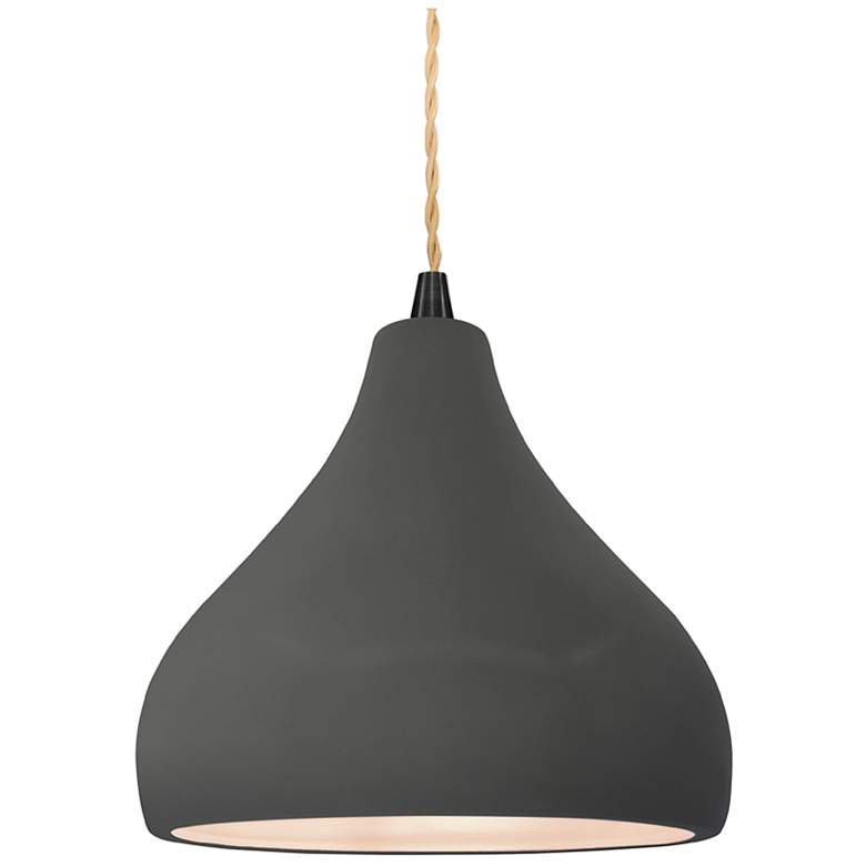Image 1 Radiance 8"W Grey Frame Matte Black Small Droplet Beige Twisted Pendan