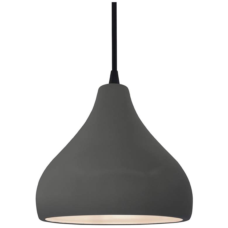Image 1 Radiance 8"W Grey Frame Matte Black Small Droplet Black Cord LED Penda