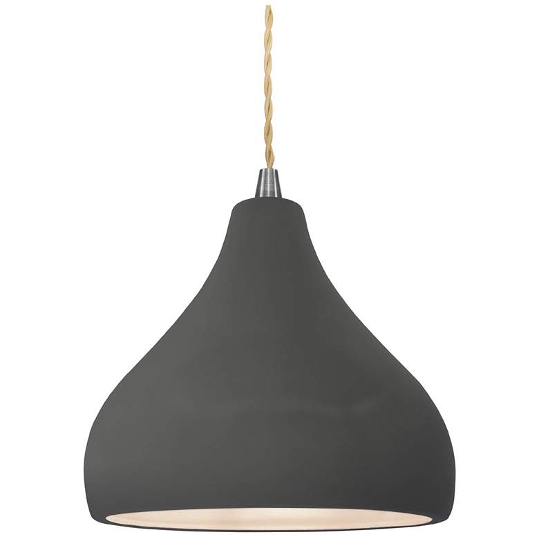 Image 1 Radiance 8"W Grey Frame Nickel Small Droplet Beige Twisted LED Pendant