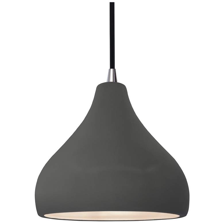 Image 1 Radiance 8"W Grey Frame Nickel Small Droplet Black Cord LED Pendant